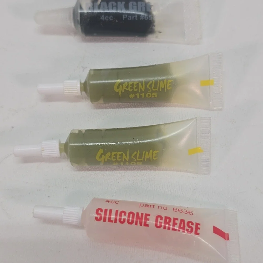 Team Associated Lot Of 6 Grease Tube 4cc Each Black Grease Green Slime Silicone